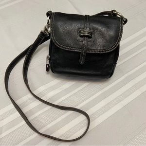 TIGNANELLO  Womens Black Peeble Grain Leather Crossbody-Fast Shipping- EUC